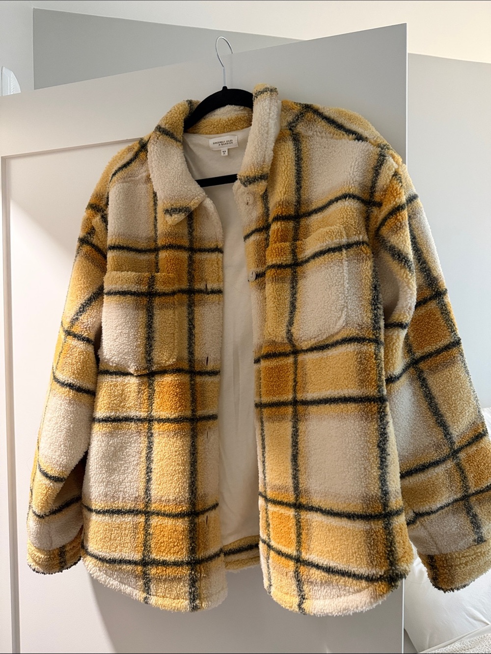 Sincerely Jules Yellow Plaid Teddy Jacket